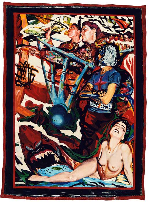 (E-E) Evgenij Kozlov Акула / Shark Mixed media on canvas, 221 x 159 cm, 1988  E-E archival number: E-E-188006