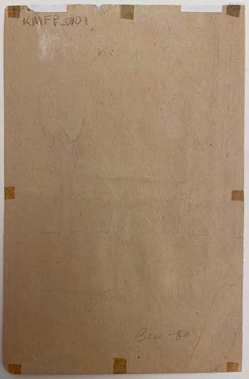 (E-E) Evgenij Kozlov  Reverse of drawing on the left with marks of adhesive tape from a paper frame  E-E archival number: E-E-181090 Davis Center for Russian and Eurasian Studies Special Collection, Harvard University Harvard Accession Number: KMFP_0101