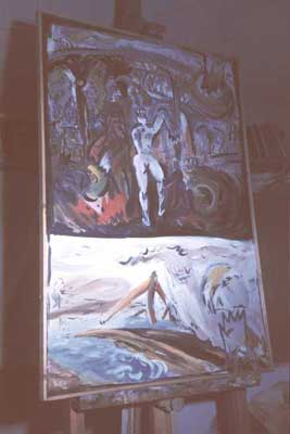 (E-E) Evgenij Kozlov Двойная картина (Милости) Double Painting (Grace) Mixed media on canvas, 103 x 69.5 cm, 1982 E-E-187017-1982 more >>  Digitised slide (colour corrected): Davis Center for Russian and Eurasian Studies Special Collection, Harvard University