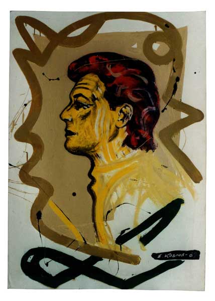 (E-E) Evgenij Kozlov  Untitled (Portrait of Andrey Fitenko) Mixed media on paper, 86 x 61 cm, 1989  E-E archival number: E-E-189045